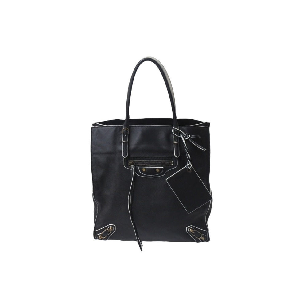 BALENCIAGA THE PAPER handbag black white leather